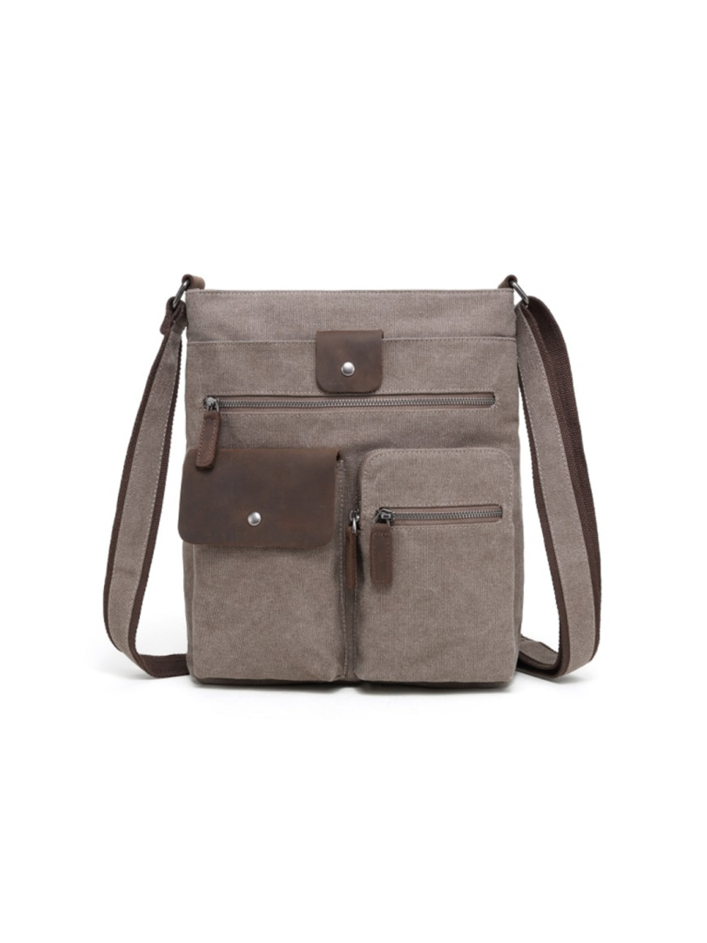 DaVan Canvas Messenger Bag MB 533 Tan With Brown Suede Crossbody Adjustable
